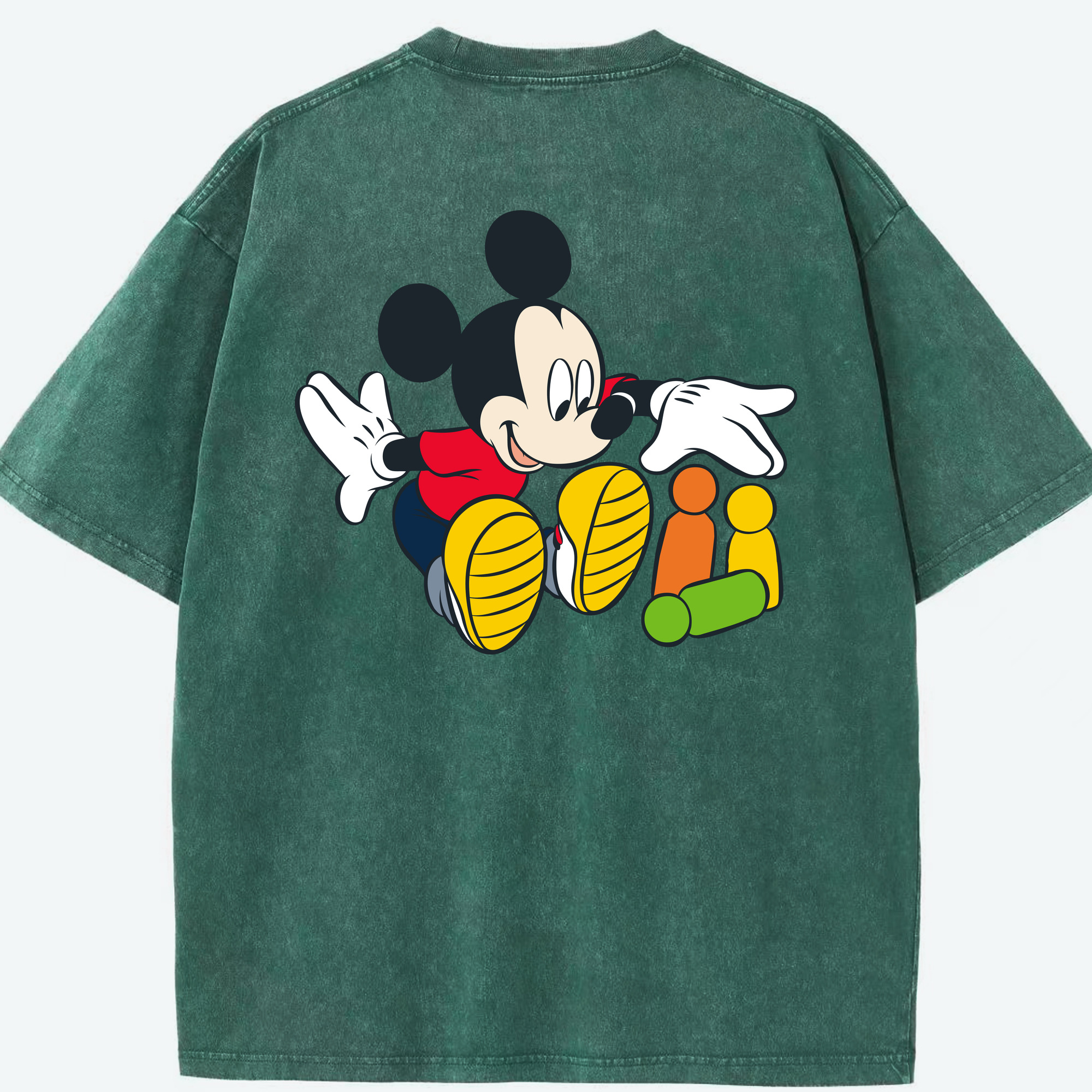 （画像用） ミッキーマウス Mickey Mouse 綿100% ヴィンテージ風 半袖Tシャツ（背面プリント）